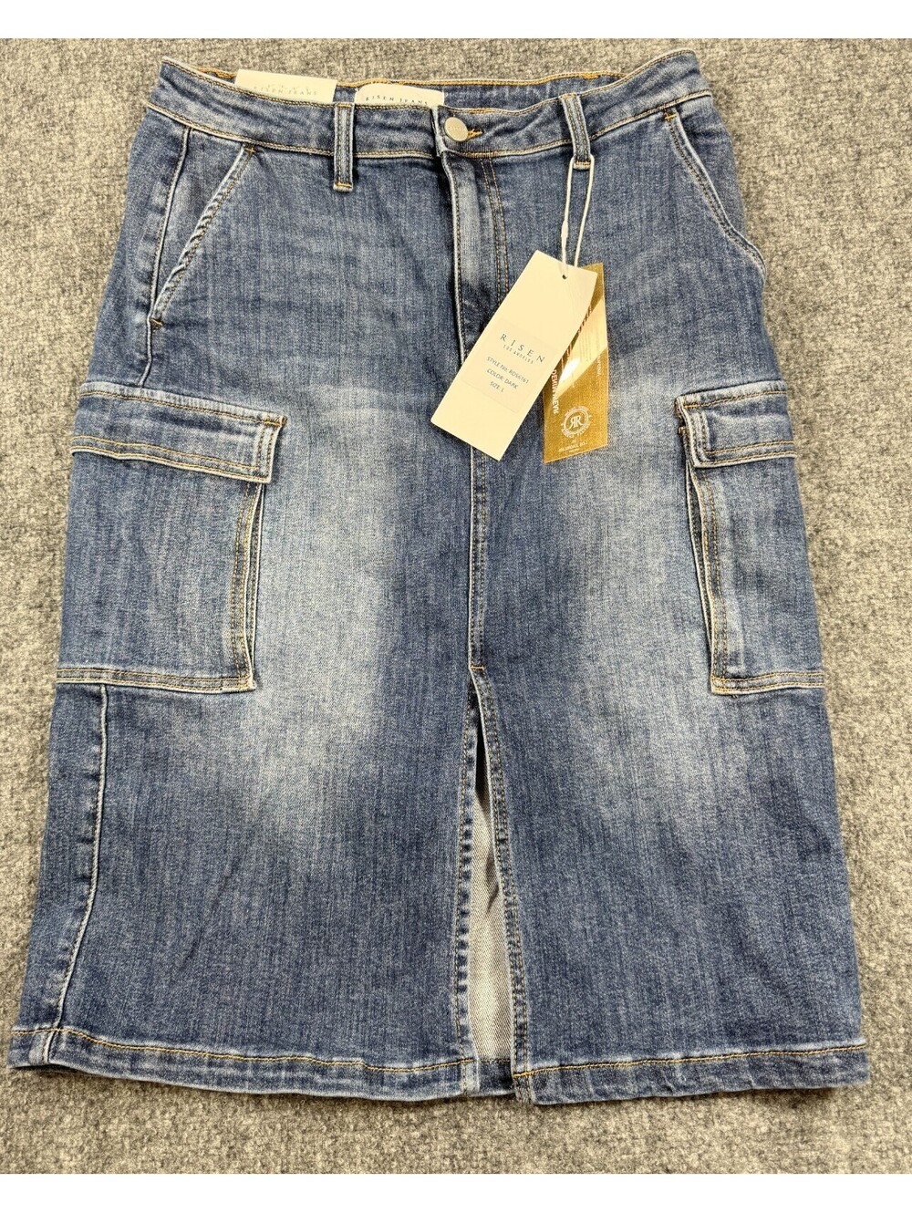 Risen Always Be There Cargo Denim Skirt Size L Blue Denim Skirt